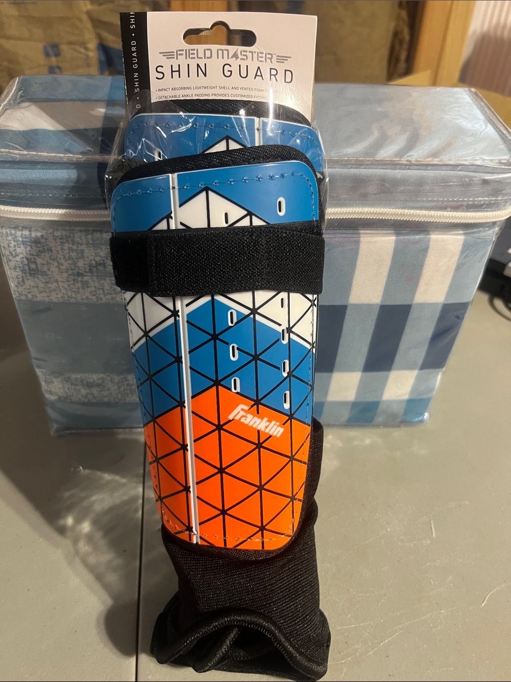 Franklin Kids Blue & Orange Shin Guards